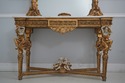 64444EC: Italian Marble Top Gold Console & Mirror 