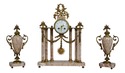 LF64575EC: French 3 Piece Marble & Bronze Clock Se