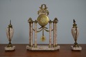 LF64575EC: French 3 Piece Marble & Bronze Clock Se