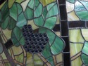 F47457EC: Large Vintage Leaded Stained Glass Chand