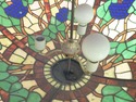 F47457EC: Large Vintage Leaded Stained Glass Chand