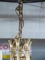 F47458EC: Brass Swan & Marble Chandelier Fixture