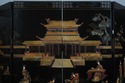 L73298: Chinese Lacquer Ebonized 6 Panel Screen Di