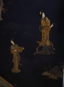L73298: Chinese Lacquer Ebonized 6 Panel Screen Di