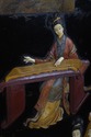 L73298: Chinese Lacquer Ebonized 6 Panel Screen Di