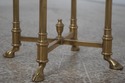 L73555: LABARGE Brass & Glass Pedestal Table Stand