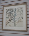 F60391EC: Pair Framed & Matted Modern Watercolors 