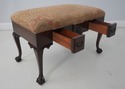 L64636EC: Chippendale Claw Foot Ottoman w. 2 Drawe