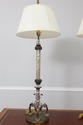 LF53950EC: Pair Tall Column Brass & Decorative Gla
