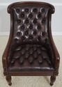 L72320: Pair Of Brown Tufted Leather Armchairs