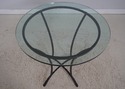 72362: STICKLEY Round Glass Top Wrought Iron Base 