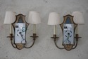 F63677EC: Pair DECORATIVE CRAFTS Brass Lighted Wal