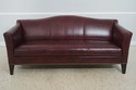 L72388: ETHAN ALLEN Burgundy Leather Modern Sofa
