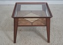 F72393: Square Glass Top Mid Century Modern 2 Tier