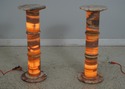 63691EC: Pair Marble Lighted Base Pedestal Stands