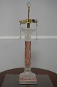 F67660: Pair Of Tall Marble & Crystal Column Table