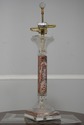 F67660: Pair Of Tall Marble & Crystal Column Table