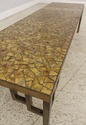 F59359EC: Mid Century Modern Brass Base Glass Top 