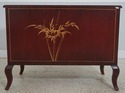 L70078: Red & Gold Chinoiserie Serpentine 2 Drawer