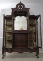 F67609: Antique Victorian Carved Mahogany Curio Di
