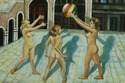 LF51767EC: Nude Girls Playing Ball Framed Oil Pain