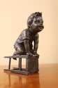 LF37329EC: Bronze Boy On Stool Sculpture