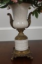 F55056EC: Bronze & Porcelain Urn Floral Centerpiec