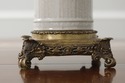 F55056EC: Bronze & Porcelain Urn Floral Centerpiec