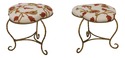 59601EC: Pair Clover Shape Crewel Work Upholstered