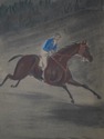 F72248:  Vintage Hand Painted Horse Racing Engravi