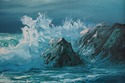 F67496: W. DAWSON Signed Ocean & Seagull Oil Paint
