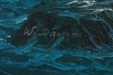 F67496: W. DAWSON Signed Ocean & Seagull Oil Paint