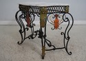L67541: Vintage Marble Top Wrought Iron Base Conso