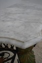 L67541: Vintage Marble Top Wrought Iron Base Conso