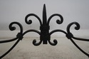 L67541: Vintage Marble Top Wrought Iron Base Conso