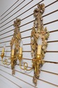 F54960EC: Pair Country French Gold Giltwood Lighte