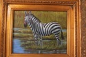 LF35165E: Framed Oil Painting Of Zebra On Canvas