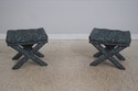 73067: Pair Of Designer Blue & Gray Upholstered Be