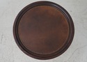 68282: Pair Round Leather Top Distressed Finish Oc