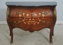 L68387: French Louis XV Marquetry Inlaid Marble To