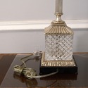 LF68444: Silverplate Column Lamp w. Crystal On Mar