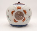 LF68452: IMARI Style Lidded Tea Pot Jar w. Wood Li