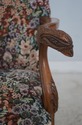 68391: Tapestry Upholstered Eagle Carved Arm Clawf