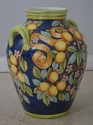 F73117: MAJOLICA Large Italian Lemon & Leaf Vase w