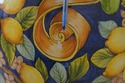 F73117: MAJOLICA Large Italian Lemon & Leaf Vase w