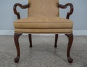 60160EC: ETHAN ALLEN Suede Upholstered Queen Anne 