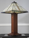 73017: STICKLEY Harvey Ellis Mission Oak Slag Glas