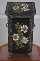 F64439EC: Paint Decorated Toleware Bin w. Brass Fe