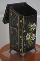 F64439EC: Paint Decorated Toleware Bin w. Brass Fe