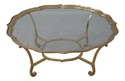 68558: LABARGE Brass Frame Glass Top Coffee Table